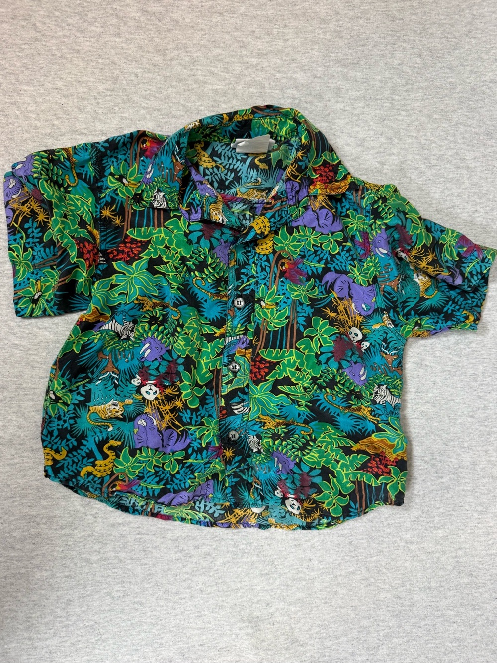 Vintage Feu Follet Paris Tropical Silk Top- Youth Small